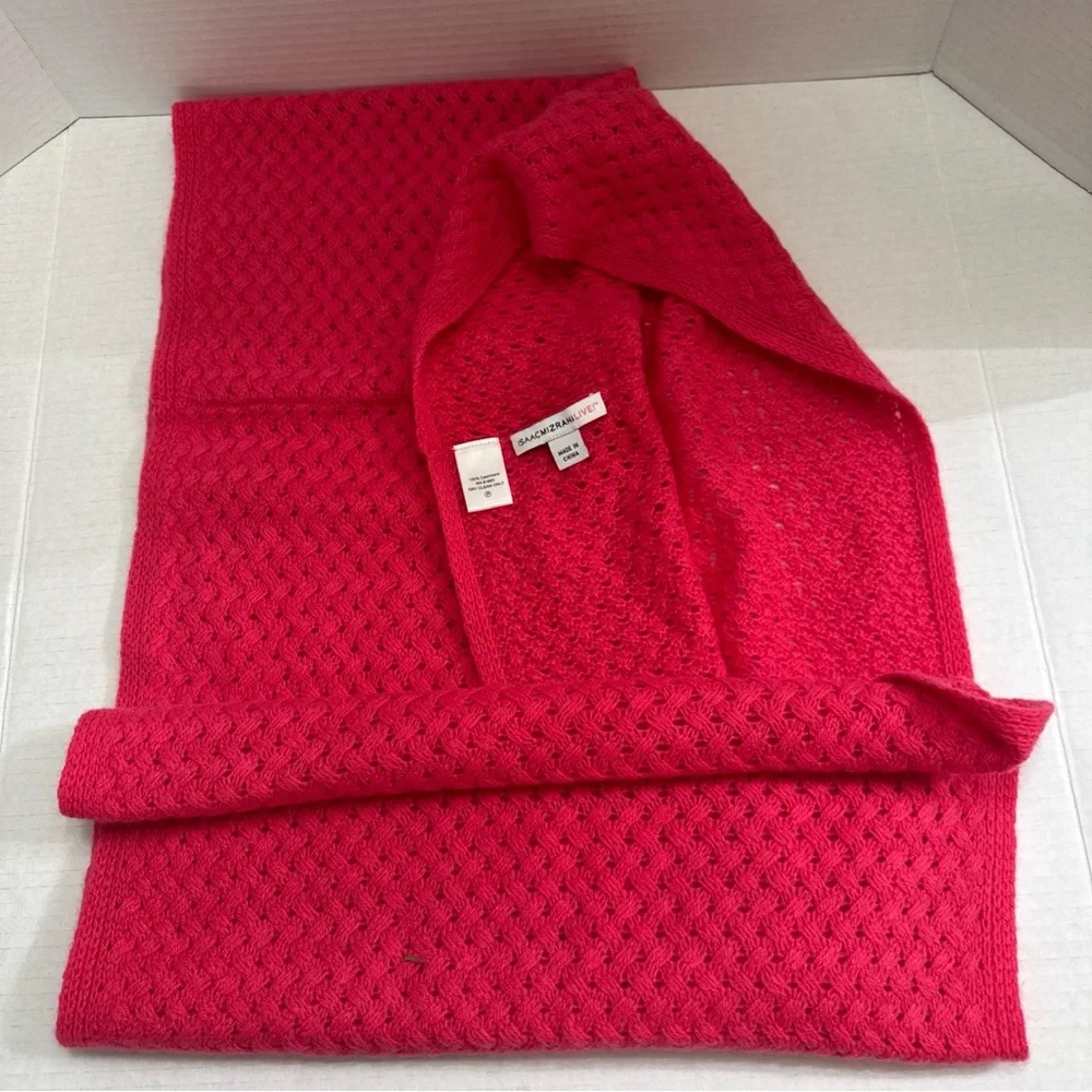 NWOT Isaac Mizrahi Live! 100% Cashmere Infinity Scarf Pink Open Pointelle Knit